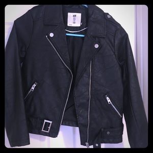NEW BLACK H&M MOTORCYCLE JACKET SIZE 9-10